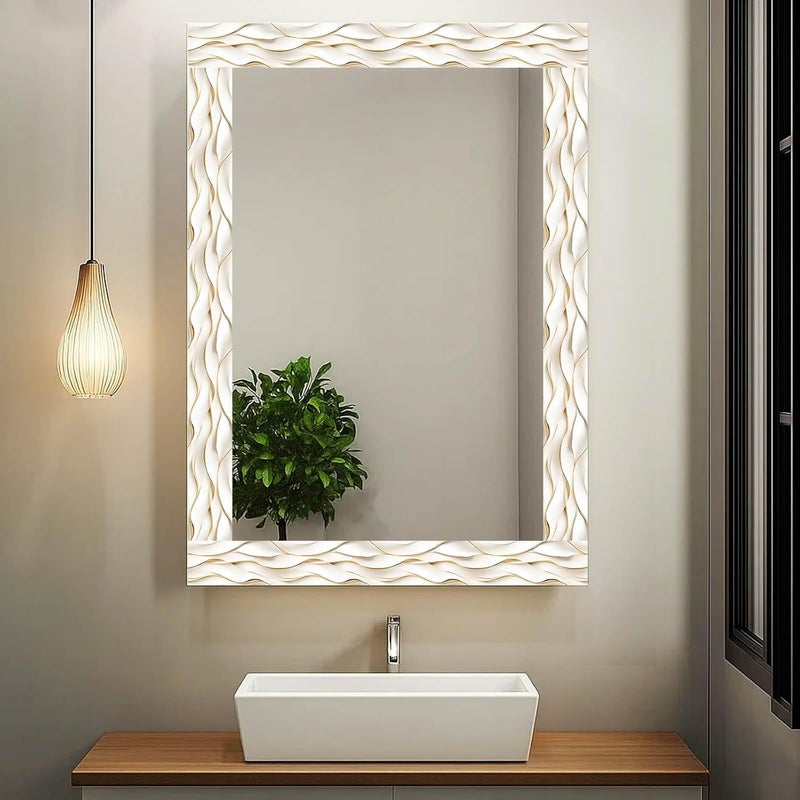IVN Wallpaper Border Ivory Gold Folded Wave Paper Art Pattern Design 4x196 Inch Peel and Stick Wallpaper Border for Mirror Frame Bathroom Laundry Room Pool Area Living Room Wall Decor - Image 2